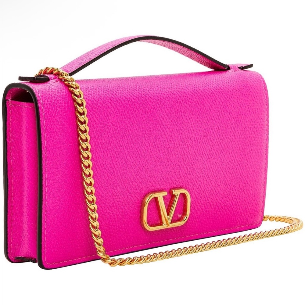 Valentino Fuchsia Crossbody Bag with Gold Chain